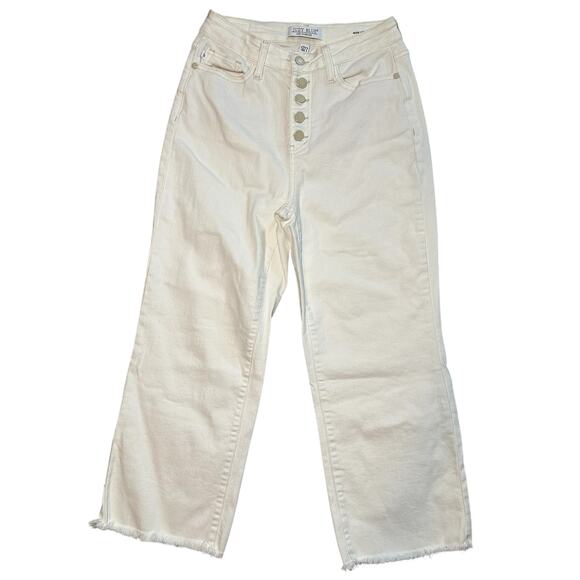 Judy Blue Denim - Judy Blue Wide Leg Crop Jeans Women Size 27 White Denim Button Fly Stretch 27x23